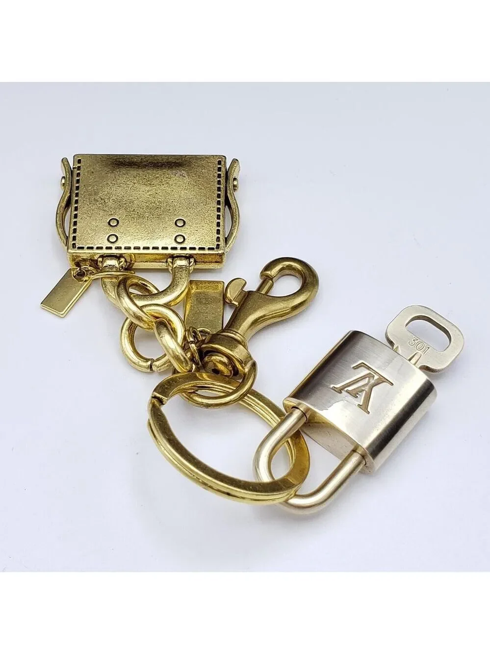 Authentic Louis Vuitton Lock & Key with Unbranded Golden Bag Charm, Keychain